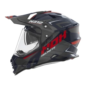 Kask NOX DUOSPORT (DUAL) N312 VAPOR Z SZYBKĄ I BLENDĄ Niebieski/czarny/czerwony 