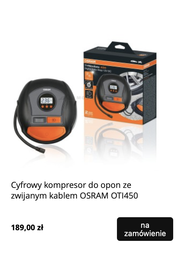 Cyfrowy kompresor do opon quada ze zwijanym kablem