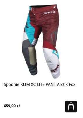 Spodnie marki KLIM do jazdy ATV