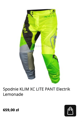 Spodnie KLIM limonkowe na quada